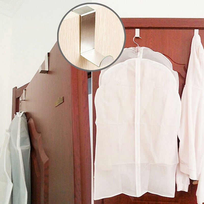 yueton Door Hooks, Stainless Steel Bathroom Kitchen Cabinet Reversible Over Door Hook Clothes Towels Swim Shirts Bag Hanger Holder,4 Pieces or 2 Pair Randomly Color Sent Fit 3/4" or 1-1/2" Thickness - Image 2